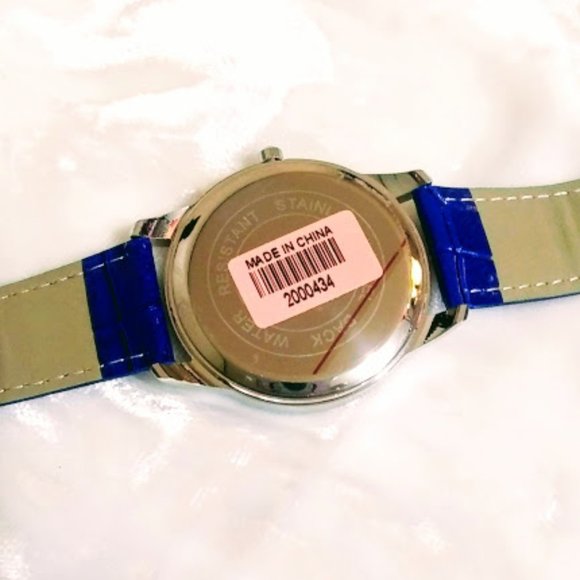 WATCH, BRACELET & HOOP EARRINGS SET*STRADA*BLUE BAND*BLUE AUSTRIAN CRYSTALS. - Picture 5 of 16